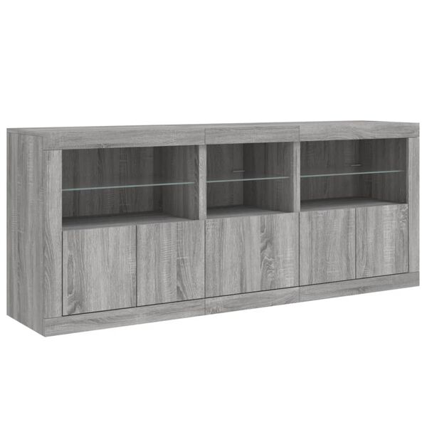 vidaXL Μπουφές με LED Γκρι Sonoma 162x37x67 εκ.