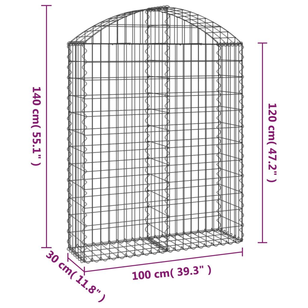 vidaXL Συρματοκιβώτιο Τοξωτό 100x30x120/140εκ. από Γαλβανισμένο Χάλυβα