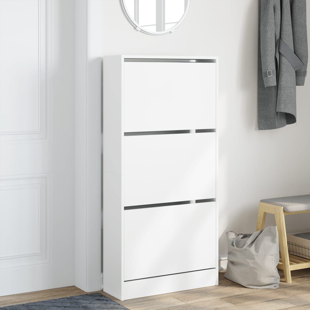vidaXL Παπουτσοθήκη Λευκή 60x21x125,5 εκ. από Επεξεργασμένο Ξύλο
