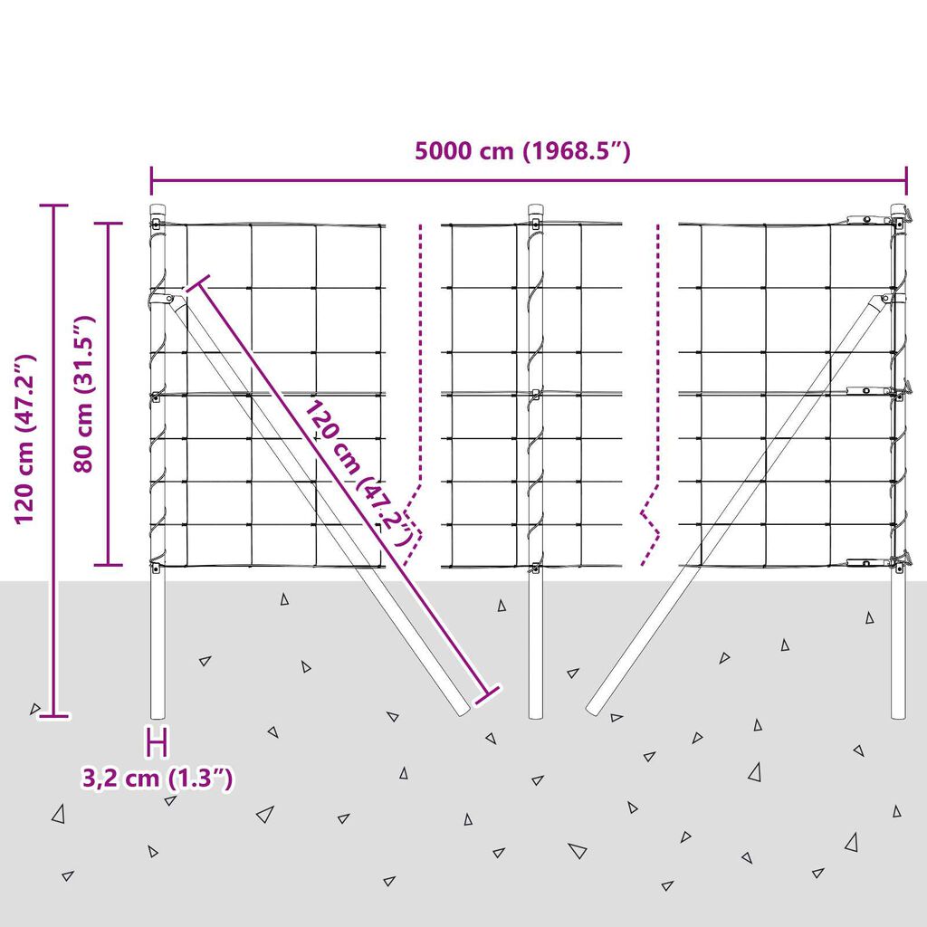 vidaXL Περίφραξη αγρού Ασημί 50 x 0.8 m Γαλβανισμένος χάλυβας