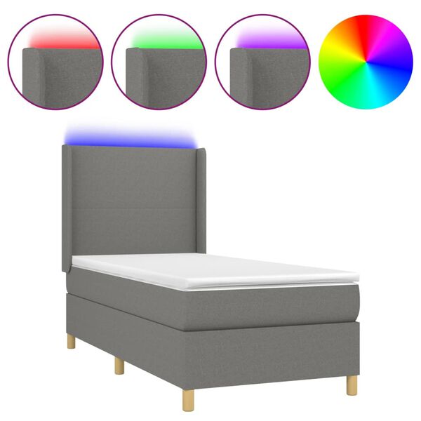 vidaXL &Kappa;&rho;&epsilon;&beta;ά&tau;&iota; Boxspring &mu;&epsilon; &Sigma;&tau;&rho;ώ&mu;&alpha; & LED &Sigma;&kappa;.&Gamma;&kappa;&rho;&iota; 100x200 &epsilon;&kappa; &Upsilon;&phi;&alpha;&sigma;&mu;ά&tau;&iota;&nu;&omicron;