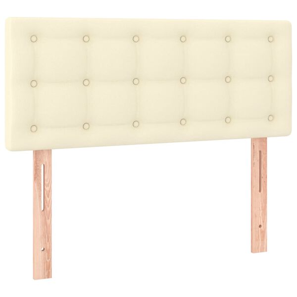 vidaXL Κρεβάτι Boxspring με Στρώμα Κρεμ 90x200 εκ. από Συνθετικό Δέρμα