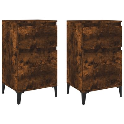 vidaXL Κομοδίνα 2 τεμ. Καπνιστή Δρυς 40x35x70 εκ.