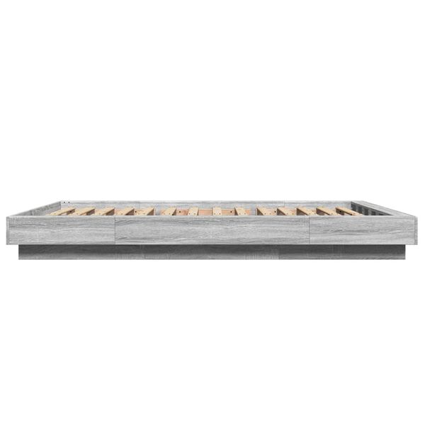 vidaXL Πλαίσιο Κρεβατιού με Φώτα LED Γκρι sonoma 140x190εκ. Επεξ. Ξύλο
