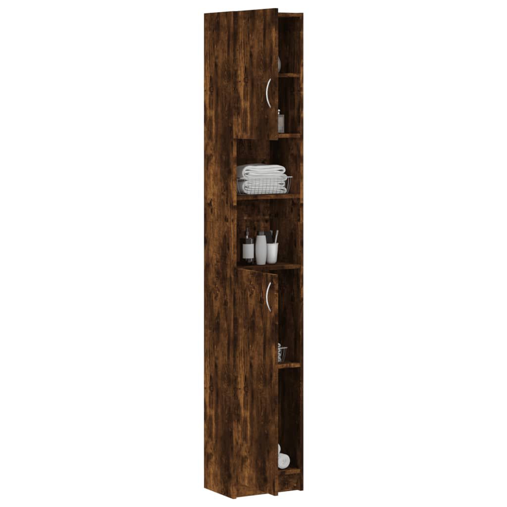 vidaXL Ντουλάπι Μπάνιου Καπνιστή Δρυς 32x25,5x190 εκ. Επεξεργ. Ξύλο