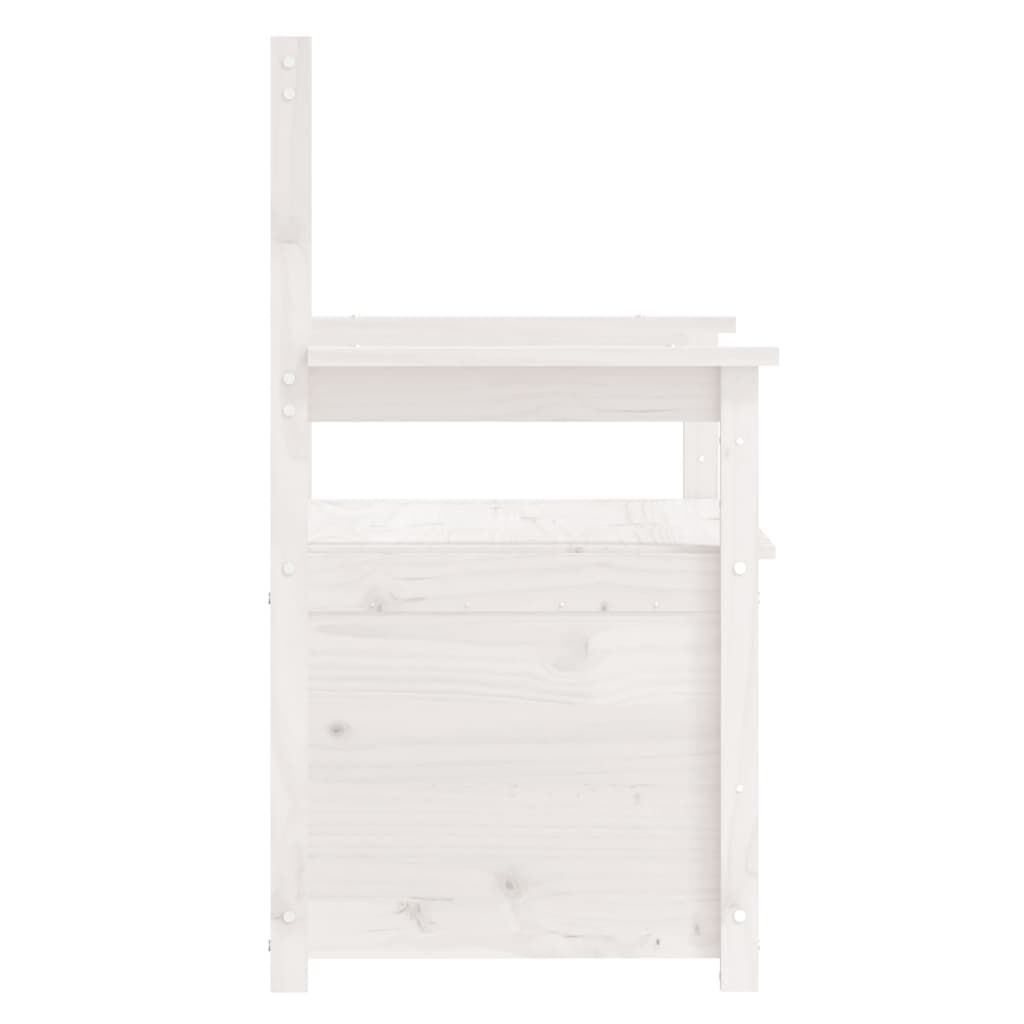 vidaXL Παγκάκι Λευκό 112,5x51,5x96,5 εκ. από Μασίφ Ξύλο Πεύκου