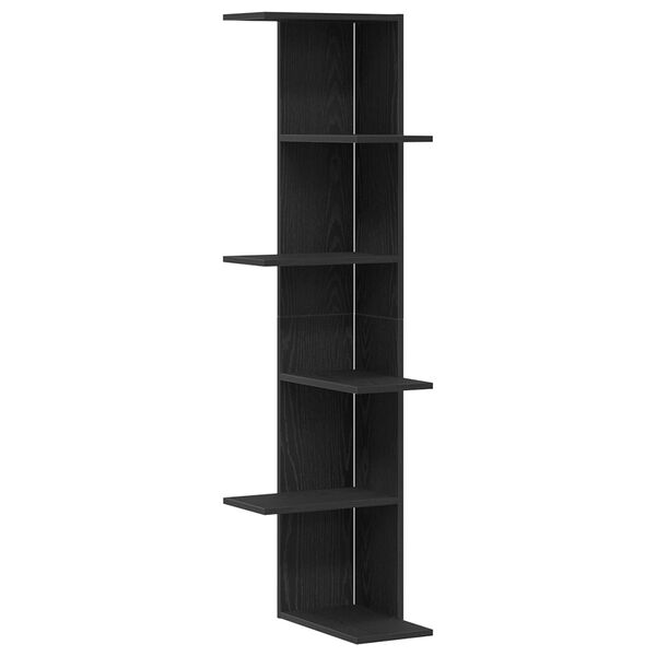 vidaXL Γωνιακή Ράφια με ράφι Μαύρη δρυς 36.5 x 36.5 x 140 εκ.