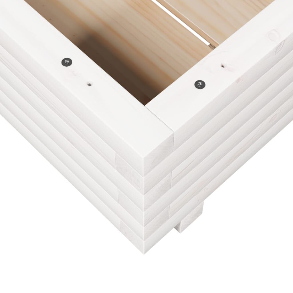 vidaXL Ζαρντινιέρα Κήπου Λευκή 50x50x26,5 εκ. από Μασίφ Ξύλο Πεύκου