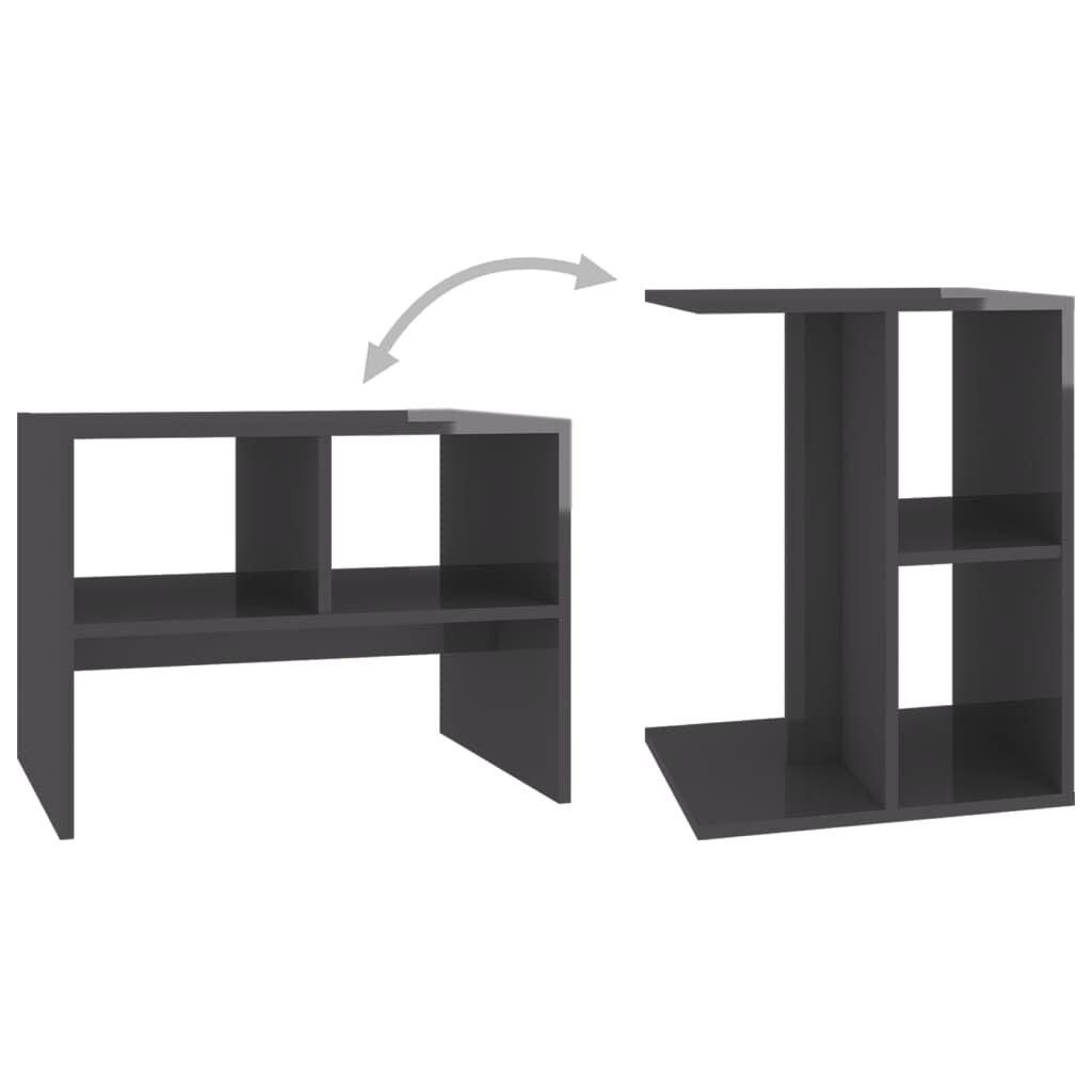 vidaXL Τραπέζι Βοηθητικό Γυαλιστερό Γκρι 60 x 40 x 45 εκ. Επεξ. Ξύλο