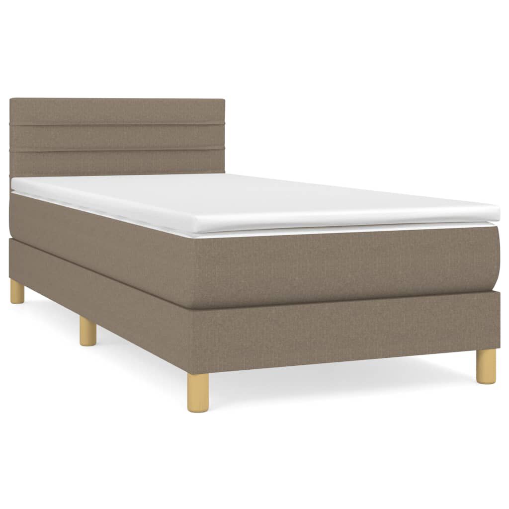 vidaXL Κρεβάτι Boxspring με Στρώμα Taupe 90x200 εκ. Υφασμάτινο