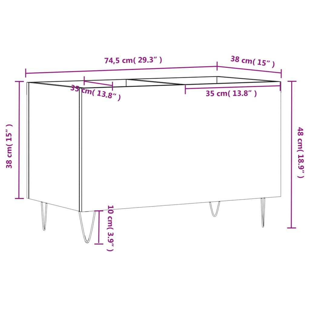 vidaXL Δισκοθήκη Καφέ Δρυς 74,5 x 38 x 48 εκ. από Επεξεργασμένο Ξύλο