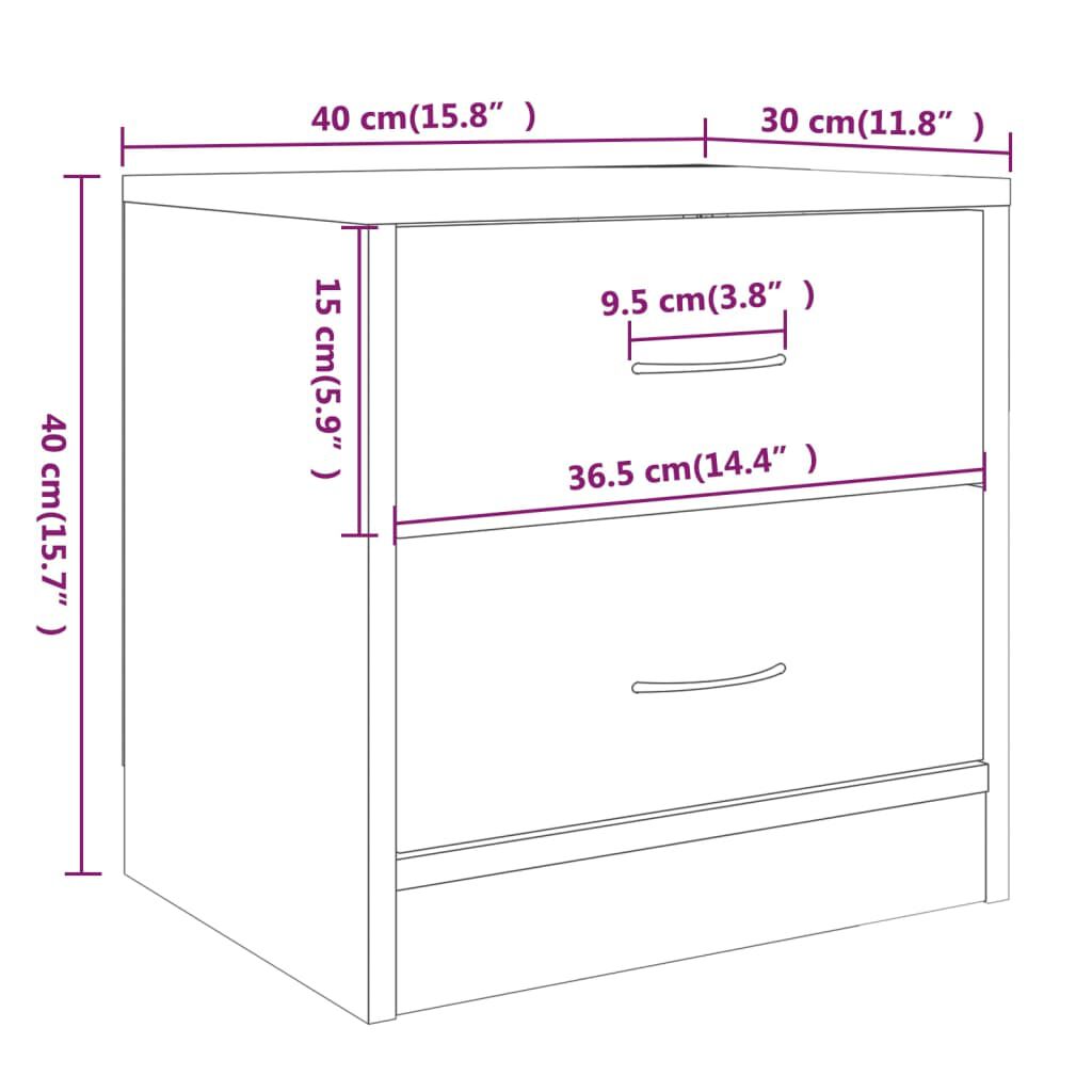 vidaXL Κομοδίνο Γκρι Sonoma 40 x 30 x 40 εκ. από Επεξεργασμένο Ξύλο