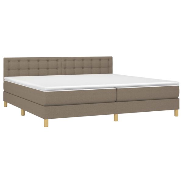 vidaXL &Kappa;&rho;&epsilon;&beta;ά&tau;&iota; Boxspring &mu;&epsilon; &Sigma;&tau;&rho;ώ&mu;&alpha; & LED Taupe 200x200 &epsilon;&kappa;. &Upsilon;&phi;&alpha;&sigma;&mu;ά&tau;&iota;&nu;&omicron;