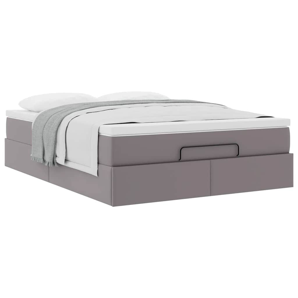 vidaXL Οθωμανικό κρεβάτι με στρώμα Γκρι 140x190cm Faux Leather