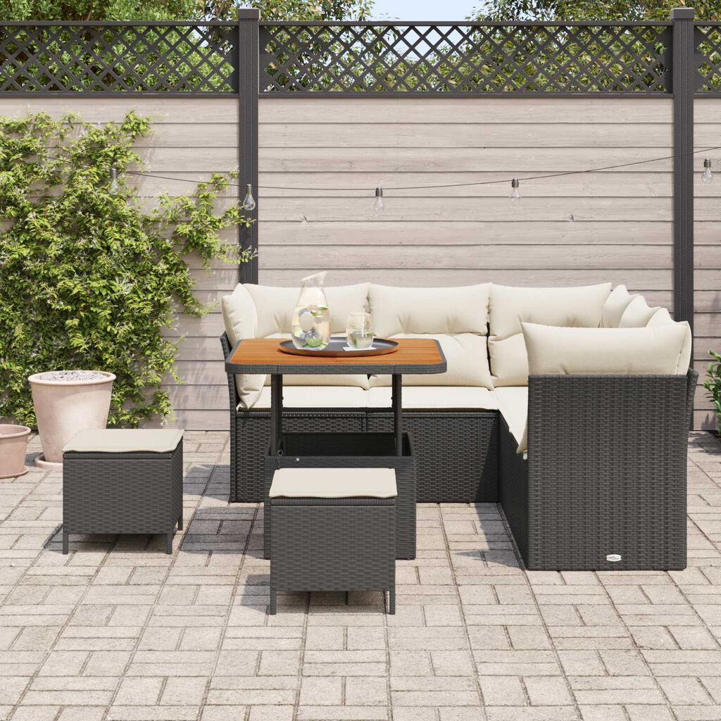 vidaXL Σετ Καναπέ Κήπου 8 pcs Μαύρο συνθετικό ρατάν