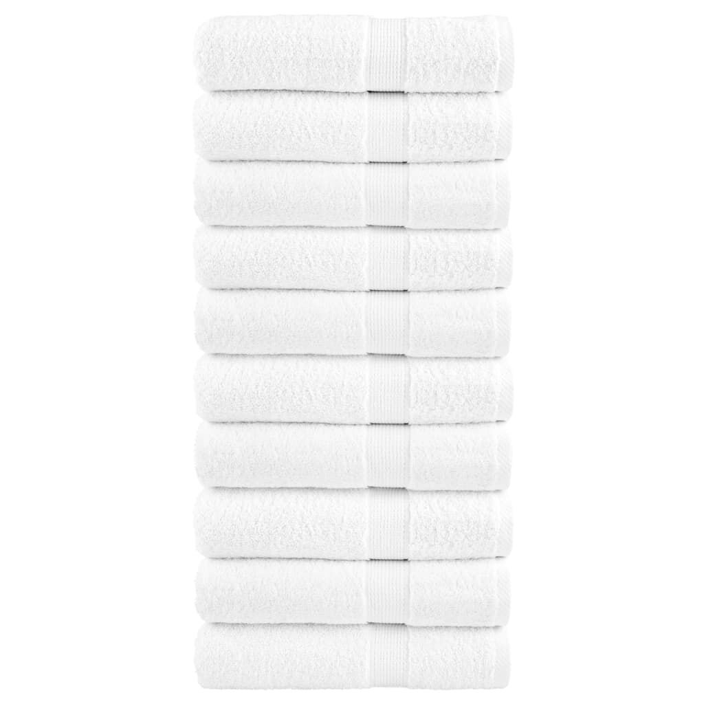 vidaXL Πετσέτες Μπάνιου Premium SOLUND 10 Τεμ Λευκές 70x140εκ 600γρ/μ²