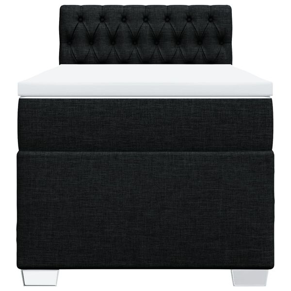 vidaXL Κρεβάτι Boxspring με Στρώμα Μαύρο 90x200 εκ. Υφασμάτινο