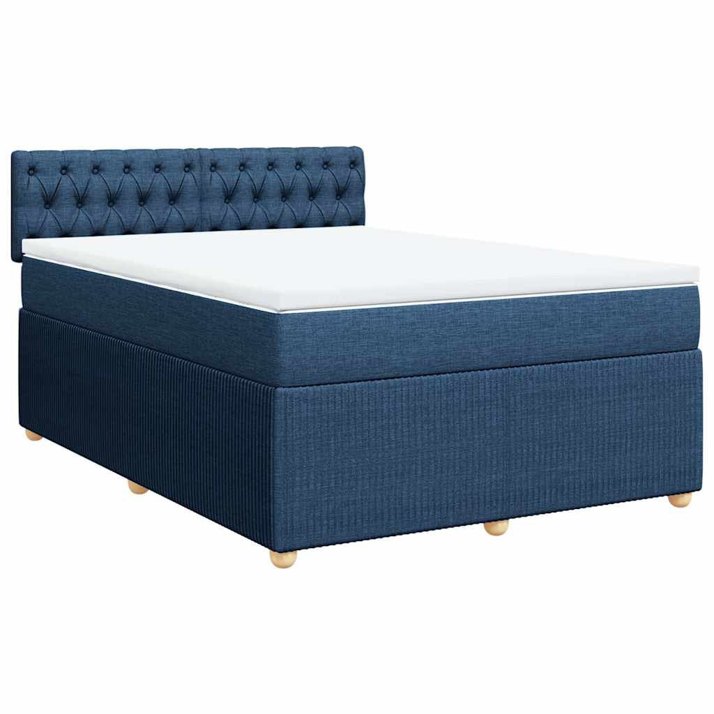 vidaXL Κρεβάτι Boxspring με Στρώμα Μπλε 140x190 εκ. Υφασμάτινο