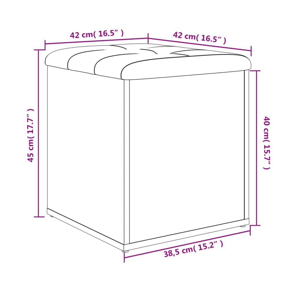 vidaXL Παγκάκι Αποθήκευσης Λευκό 42 x 42 x 45 εκ. από Επεξεργ. Ξύλο