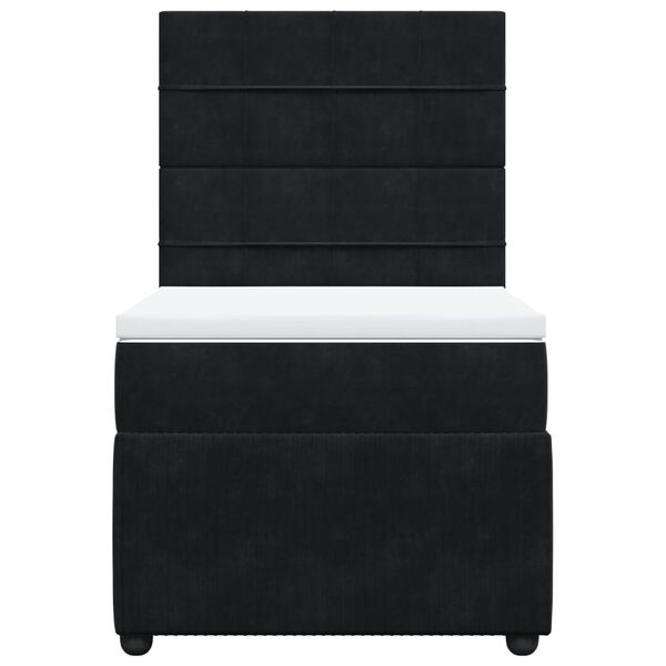 vidaXL Κρεβάτι Boxspring με Στρώμα Μαύρο 80 x 200 εκ. Βελούδινο