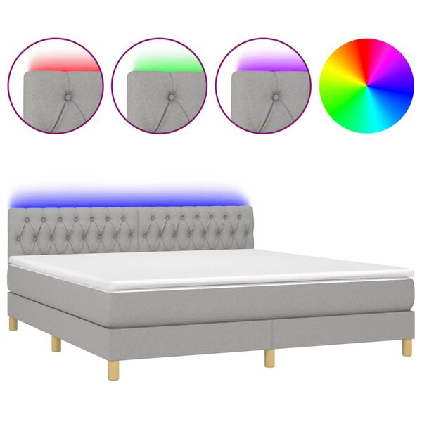 vidaXL &Kappa;&rho;&epsilon;&beta;ά&tau;&iota; Boxspring &mu;&epsilon; &Sigma;&tau;&rho;ώ&mu;&alpha; & LED &Alpha;&nu;.&Gamma;&kappa;&rho;&iota; 160x200 &epsilon;&kappa; &Upsilon;&phi;&alpha;&sigma;&mu;ά&tau;&iota;&nu;&omicron;