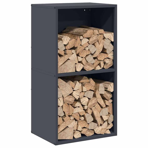 vidaXL Ράφι Καυσόξυλων Ανθρακί 40x30x75 εκ. Χάλυβας ψυχρής έλασης