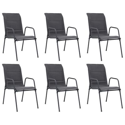 vidaXL Καρέκλες Κήπου Στοιβαζόμενες 6 τεμ. Ανθρακί Ατσάλι/Textilene