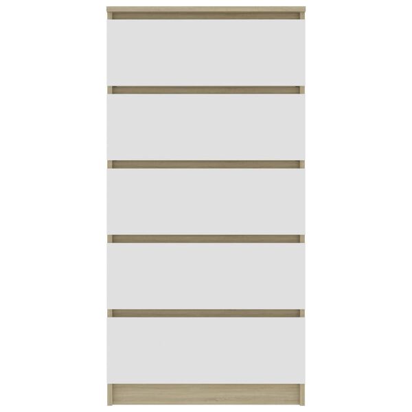 vidaXL Συρταριέρα Λευκή/Sonoma Δρυς 60 x 35 x 121 εκ. από Επεξ. Ξύλο