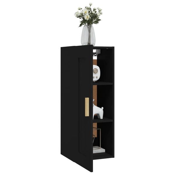 vidaXL Ντουλάπι Τοίχου Μαύρο 35x34x90 εκ. Επεξεργασμένο Ξύλο