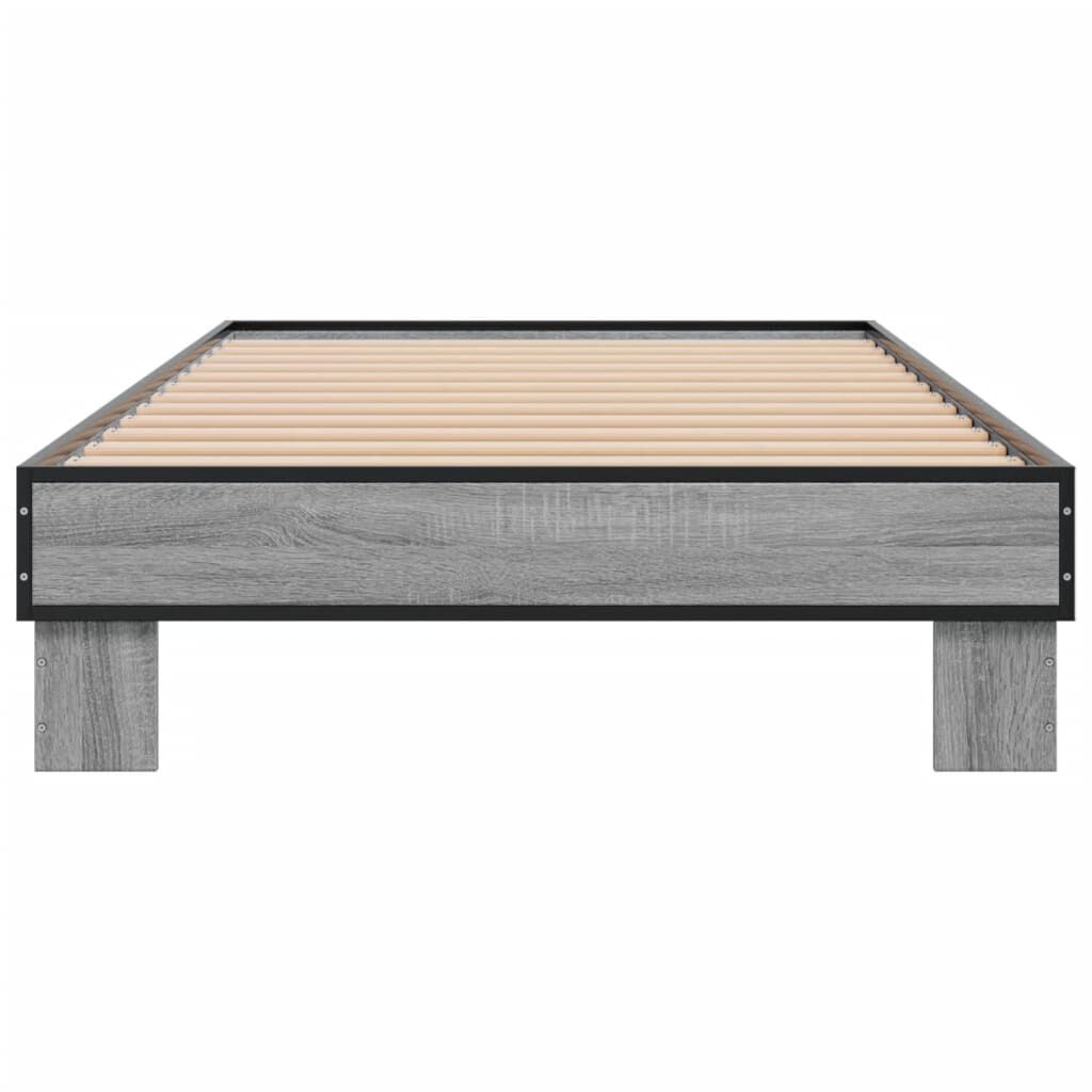 vidaXL Πλαίσιο Κρεβατιού Γκρι Sonoma 100x200 εκ. Επεξ. Ξύλο & Μέταλλο
