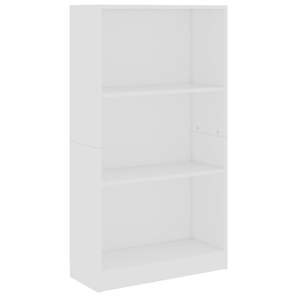 vidaXL Βιβλιοθήκη με 3 Ράφια Λευκή 60x24x109 εκ. Επεξεργασμένο Ξύλο