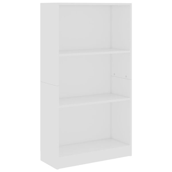 vidaXL Βιβλιοθήκη με 3 Ράφια Λευκή 60x24x109 εκ. Επεξεργασμένο Ξύλο