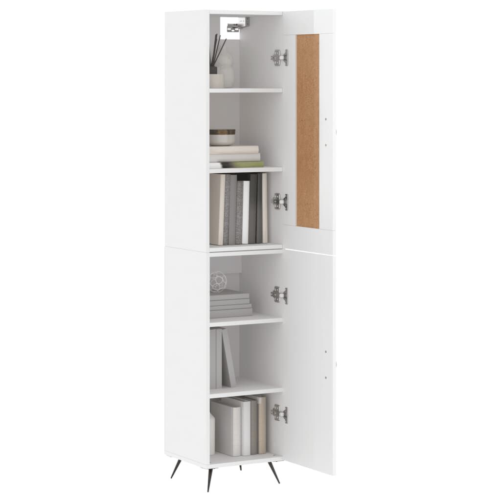 vidaXL Ντουλάπι Γυαλ. Λευκό 34,5 x 34 x 180 εκ. από Επεξεργασμένο Ξύλο