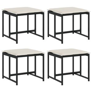 vidaXL Σκαμπό Κήπου 4 τεμ. Μαύρα από Συνθετικό Ρατάν με Μαξιλάρια