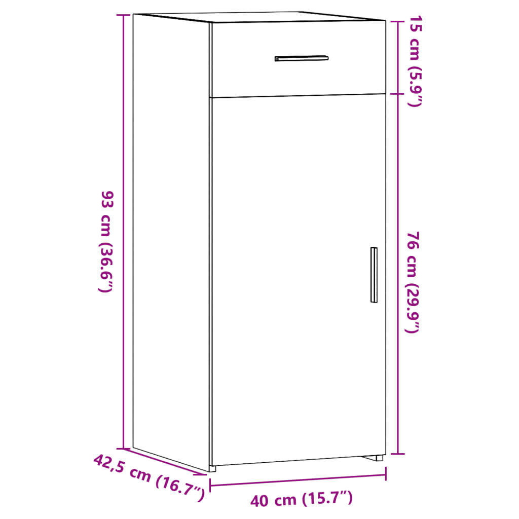 vidaXL Ντουλάπι Γκρι Sonoma 40x42,5x93 εκ. από Επεξεργασμένο Ξύλο