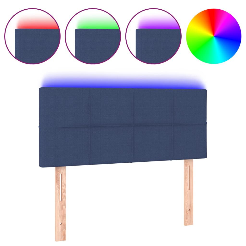 vidaXL Κεφαλάρι Κρεβατιού LED Μπλε 90x5x78/88 εκ. Υφασμάτινο