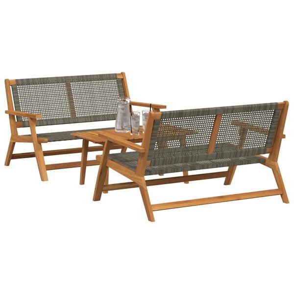 vidaXL Κήπου Καρέκλες με Τραπέζι 3 pcs Γκρι 90 x 45 x 40 cm