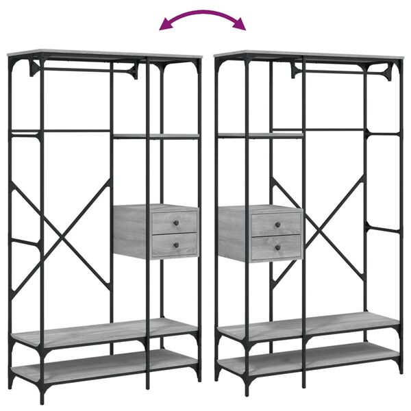 vidaXL Ντουλάπα με Συρτάρια Γκρι Sonoma 100x40x180 εκ. Επεξεργ. Ξύλο