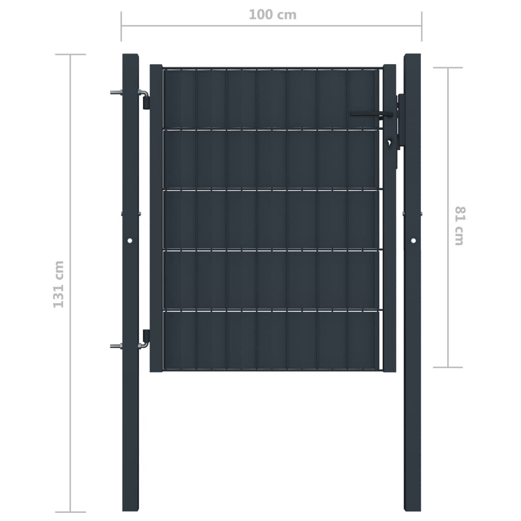 vidaXL Πόρτα Περίφραξης Ανθρακί 100 x 81 εκ. από PVC / Ατσάλι