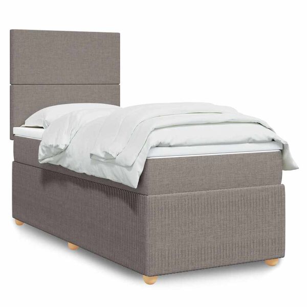vidaXL &Kappa;&rho;&epsilon;&beta;ά&tau;&iota; Boxspring &mu;&epsilon; &Sigma;&tau;&rho;ώ&mu;&alpha; Taupe 100 x 200 &epsilon;&kappa;. &Upsilon;&phi;&alpha;&sigma;&mu;ά&tau;&iota;&nu;&omicron;