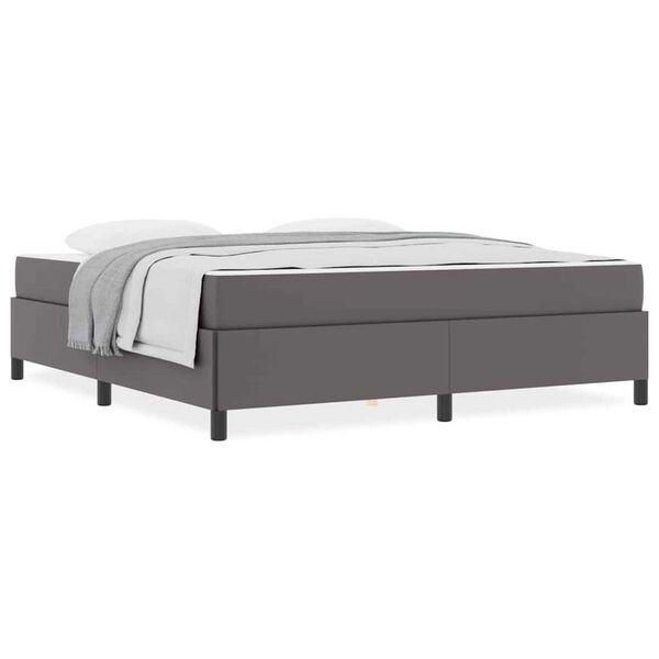 vidaXL Σκελετός κρεβατιού με στρώμα Γκρι 180 x 200 cm Τεχνητό δέρμα
