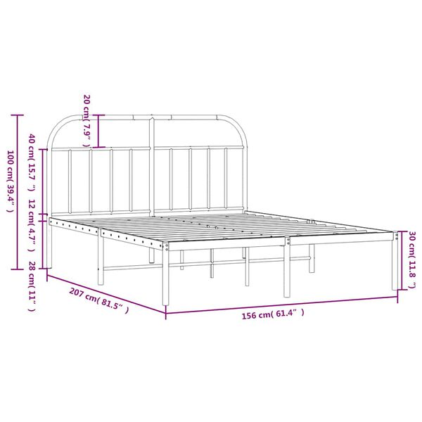 vidaXL Πλαίσιο Κρεβατιού με Κεφαλάρι Λευκό 150 x 200 εκ. Μεταλλικό