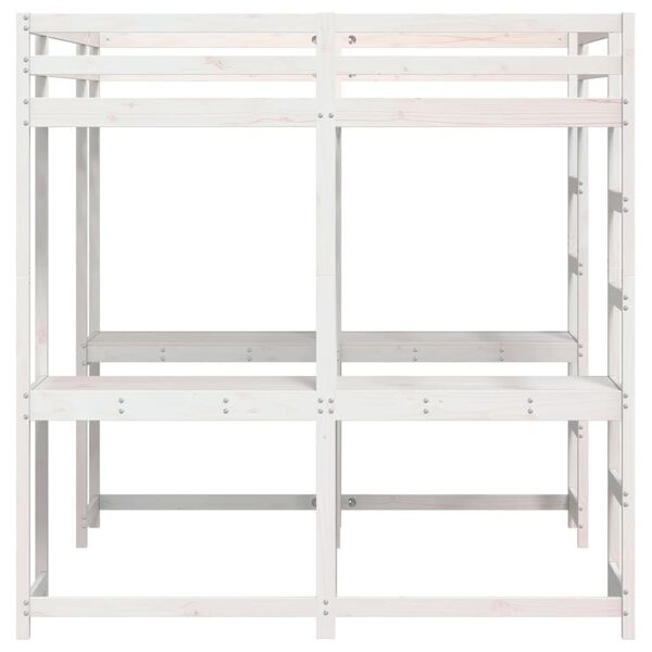 vidaXL Κρεβάτι Υπερυψωμένο Γραφείο/Σκάλα 180x200 εκ. Μασίφ Ξύλο Πεύκου