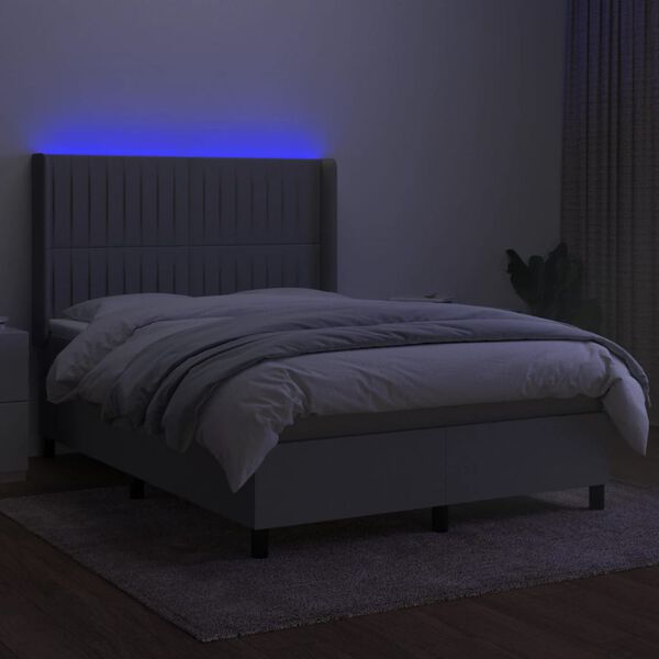 vidaXL &Kappa;&rho;&epsilon;&beta;ά&tau;&iota; Boxspring &mu;&epsilon; &Sigma;&tau;&rho;ώ&mu;&alpha; & LED &Alpha;&nu;.&Gamma;&kappa;&rho;&iota; 140x190&epsilon;&kappa;. &Upsilon;&phi;&alpha;&sigma;&mu;ά&tau;&iota;&nu;&omicron;