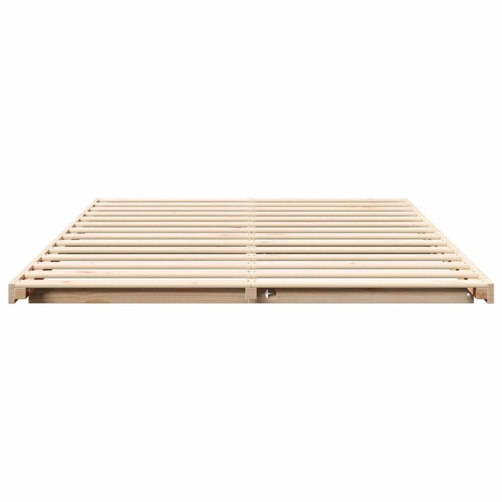 vidaXL Κρεβάτι δαπέδου Καφέ 160 x 220 cm Μασίφ ξύλο πεύκου