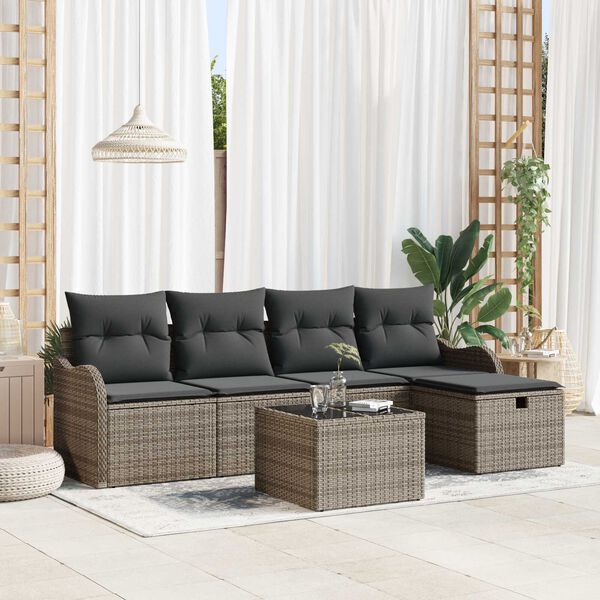 vidaXL Σετ Καναπέ Κήπου 6 pcs Γκρι 231 x 117 x 85 εκ Πολυ ράταν