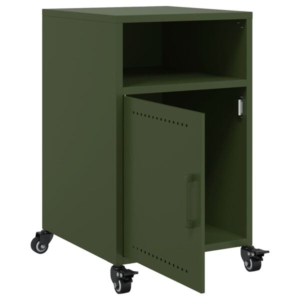 vidaXL Κομοδίνο Πράσινο Λαδί 36x39x59 εκ. από Χάλυβα
