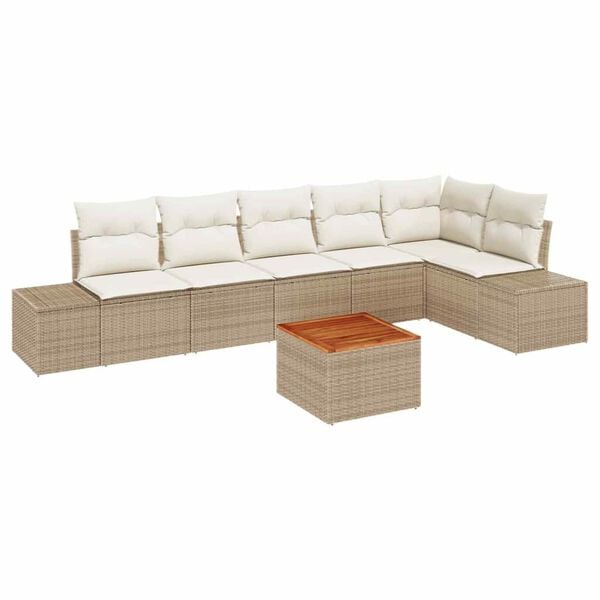 vidaXL Σετ Καναπέ Κήπου 7 pcs Μπεζ και λευκό