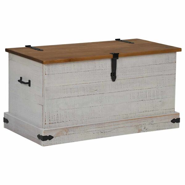 vidaXL Σεντούκι αποθήκευσης HALDEN Λευκό 91x48x47 cm Στερεό ξύλο πεύκο