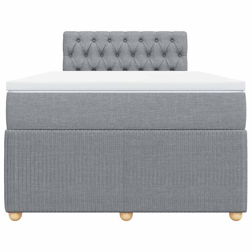vidaXL Κρεβάτι Boxspring με Στρώμα Ανοιχτό Γκρι 120x200 εκ. Υφασμάτινο
